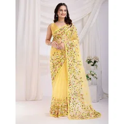 ODETTE Floral Embroidered Net Saree-picture-29