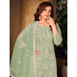 ODETTE Floral Embroidered Semi-Stitched Dress Material-picture-23