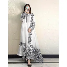 ODETTE Floral Embroidered Thread Work Georgette Semi Stitched Dress Material-picture-40