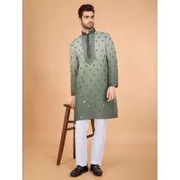 ODETTE Geometric Embellished Sequinned Straight Kurta-picture-30