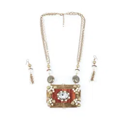 Odette Gold Multistring Tribal Necklace & Earring Set-picture-19