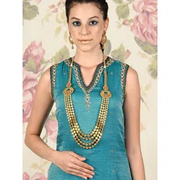 ODETTE Gold-Toned Ornate Pearl Studded Jewellery Set-picture-36