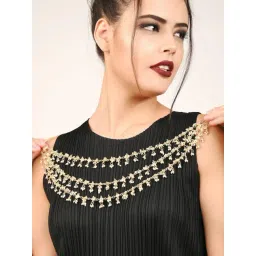 Odette Golden Pearl Necklace & Earring Set-picture-38