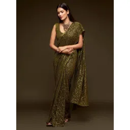 Odette Green Embellished Saree With Unstitched Blouse-picture-40