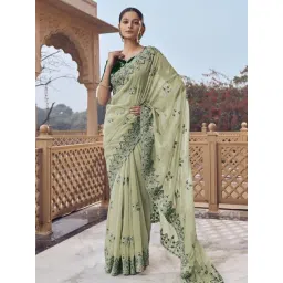 Odette Green Georgette Embellished Saree With Unstitched Blouse-picture-27