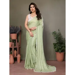 Odette Green Silk Textured Saree with Blouse-picture-34