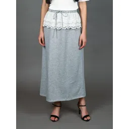 Odette Grey Cotton Rib Solid Skirt-picture-38