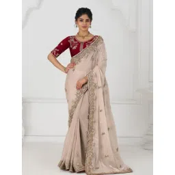 Odette Off White Silk Viscose Embroidered Saree-picture-13