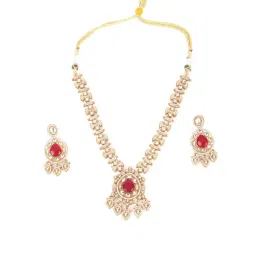 Odette Red Stainless Steel Neckpiece Set For Women-picture-48