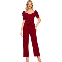 ODETTE Sweetheart Neck Puff Sleeves Basic Jumpsuit-picture-22
