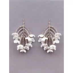 ODETTE White & Gold-Toned Oval Drop Earrings-picture-11