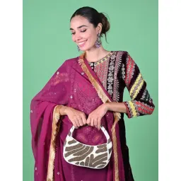 Odette White Fabric Embellished Clutch-picture-29