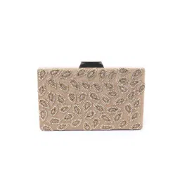 Odette Women Beige Embellished Clutch Bag-picture-29