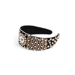 ODETTE Women Black & White Embellished Hairband-picture-38