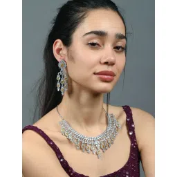 Odette Yellow Alloy Stone Studded Elegant Jewellery Set-picture-13