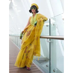 Odette Yellow Printed Saree image 1