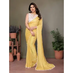 Odette Yellow Silk Textured Saree with Blouse-picture-24