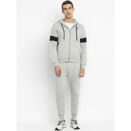 OFF LIMITS Men Grey Melange Solid Hooded Tracksuit-picture-22