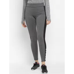 OFF LIMITS Women Grey Melange & Black Solid Anti-Microbial Training Tights-picture-19