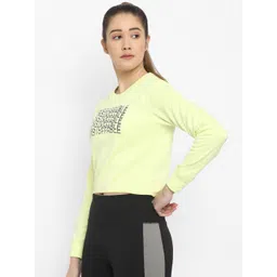 OFF LIMITS Women Lime Green Printed Cropped Sweatshirt image 5