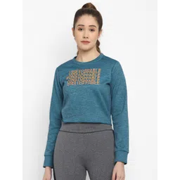 OFF LIMITS Women Teal Blue Printed Cropped Sweatshirt-picture-18