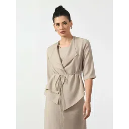Office & You Beige Plain Jacket-picture-22