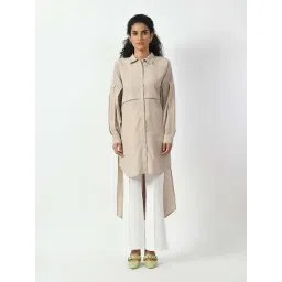 Office & You Beige Plain Long Shirt-picture-30