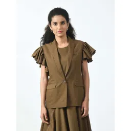 Office & You Brown Plain Jacket-picture-28