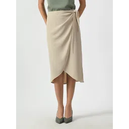 OFFICE & YOU Knee Length  Overlap Wrap Skirts-picture-37
