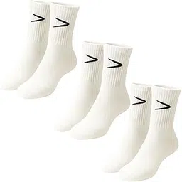 Glide White Full Length Socks for Men & Women | 80% Cotton Soft Breathable Stretch Fit Athletic Socks with Black Arrow Logo Everyday Wear Socks (Free Size, Pair of 3)-image-36