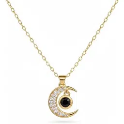 officially gorgeous BY EVERSTYLISH Crescent Moon Pendant for Women | Trendy Everyday Wear Jewelry | Fashion Necklace with Black Stone Golden Chain | Stylish Pendant Jewelry for Casual & Party Looks-picture-51