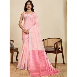 OFLINE SELECTION Striped Linen Blend Handloom Saree-picture-33