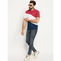 OGEN Men Colourblocked Polo Collar Applique T-shirt image 2