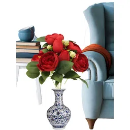 OGI INTERIORS Red & Green Peony Artificial Flower-picture-42