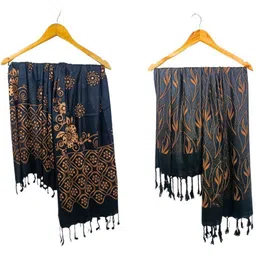 ogs Floral Print, Graphic Print, Geometric Print Rayon Women Black Fancy Scarf, Stole, Scarf-picture-30