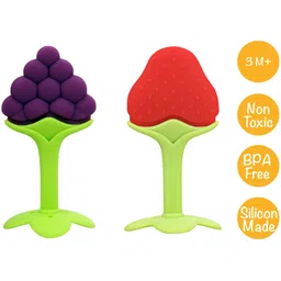 ogzglam Silicone BPA Free Fruit Shape Teethers for Baby/Infants (Grapes & Strawberry) Teether-picture-15
