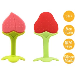 ogzglam Silicone BPA Free Fruit Shape Teethers for Baby/Infants (Peach & Strawberry) Teether-picture-14