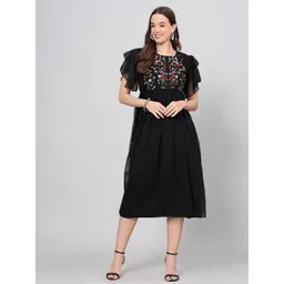 OH MI DIOS Flutter Sleeve Georgette Fit & Flare Midi Dress-picture-36