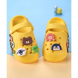 Oh! Pair Clogs with Back Strap Closure Penguin & Bear Applique -  Yellow-picture-23