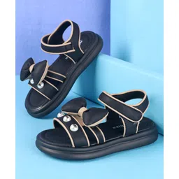 Oh! Pair Sandals With Velcro Closure & Bow Applique - Black-picture-21