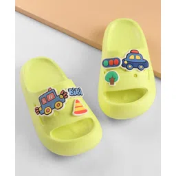 Oh! Pair Slip On Clogs With Police Car Applique - Green-picture-14