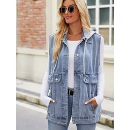 Oh Rare Colourblocked Hooded Denim Jacket-picture-11