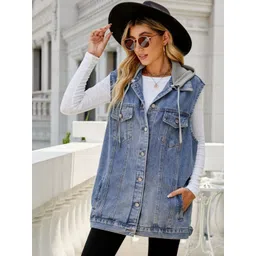 Oh Rare Colourblocked Hooded Denim Jacket-picture-33