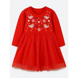 Oh Rare Girls Embroidered Round Neck Fit & Flare Dress-picture-15