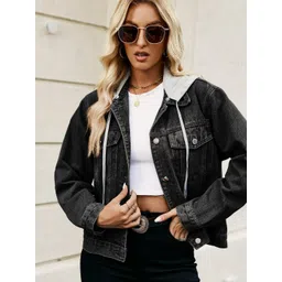 Oh Rare Hooded Drop-Shoulder Sleeves Pockets Denim Jackets-picture-31