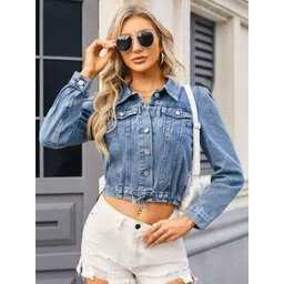 Oh Rare Spread Collar Crop Denim Jacket-picture-18