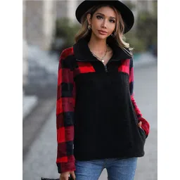Oh Rare Women Colourblocked Mock Collar Long Sleeves Sweatshirt-picture-39