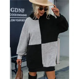 Oh Rare Women Hooded Colourblocked Long Sleeves Oversized Sweatshirt-picture-23