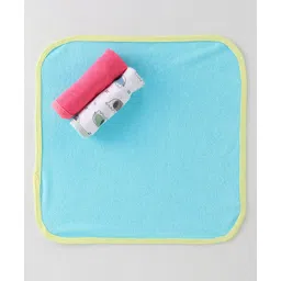 OHMS Interlock Cotton KnitHand & Face Towels Solid & Animal Print Pack of 3 L 22 x B 22 cm - Red Blue & White-picture-19