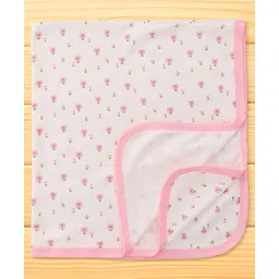 OHMS Interlock Knit Towel with Floral Print L 78 X B 69 cm - Pink-picture-13